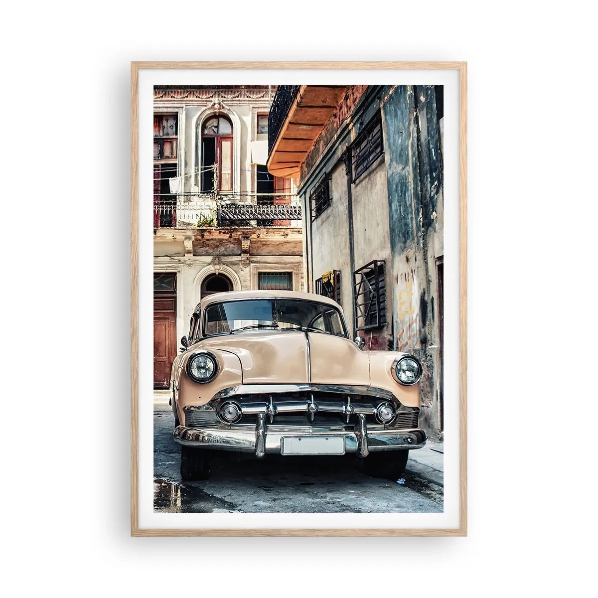 Affiche dans un chêne clair - Poster - Sieste à La Havane - 70x100 cm