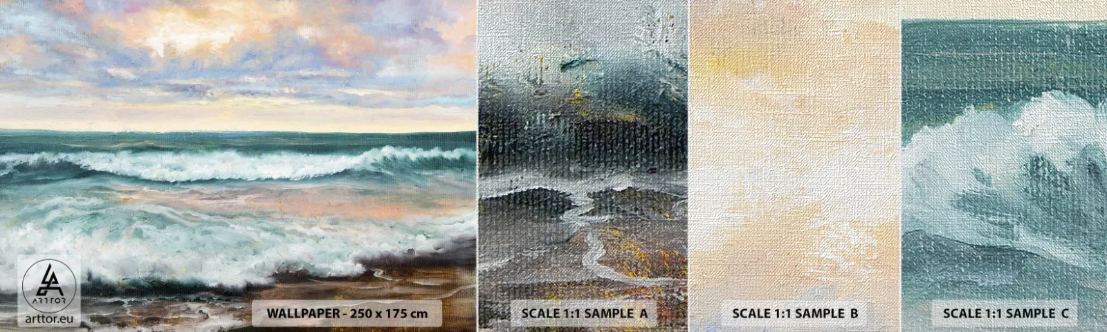 Échantillon de Papier Peint Premium Canvas - Ici tu adouciras ton âme - Paysage, Mer, Bord de mer - 100x30 cm