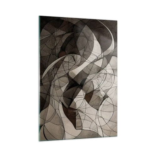 Impression sur verre - Image sur verre - Une composition abstraite de lignes organiques dans des tons terreux. - 50x70cm - Circulation des couleurs de la terre - Décoration murale moderne pour le salon et la chambre ARTTOR