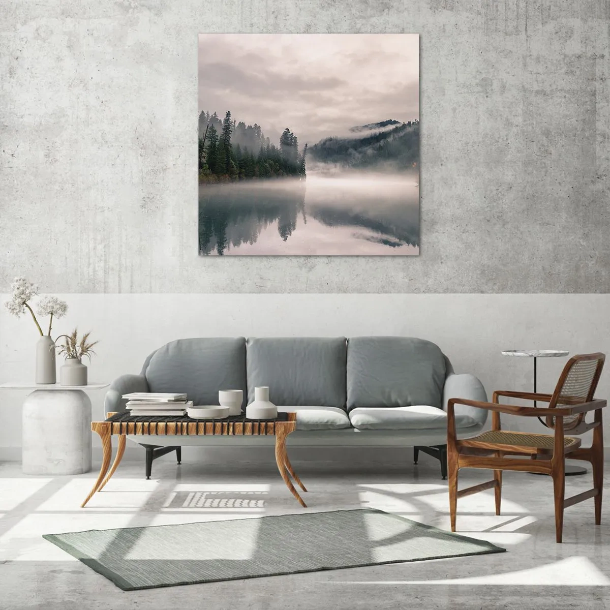 Impression sur verre - Image sur verre - Reflet dans le brouillard - 30x30 cm