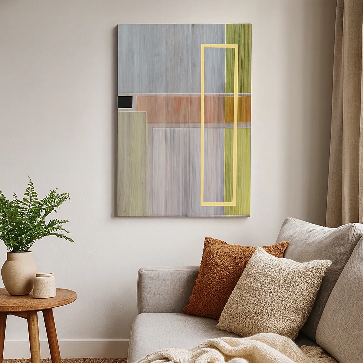Impression sur toile - Image sur toile - Composition géométrique aux couleurs pastel avec des rectangles - 50x70cm - Simple et calme - Décoration murale moderne pour le salon et la chambre ARTTOR