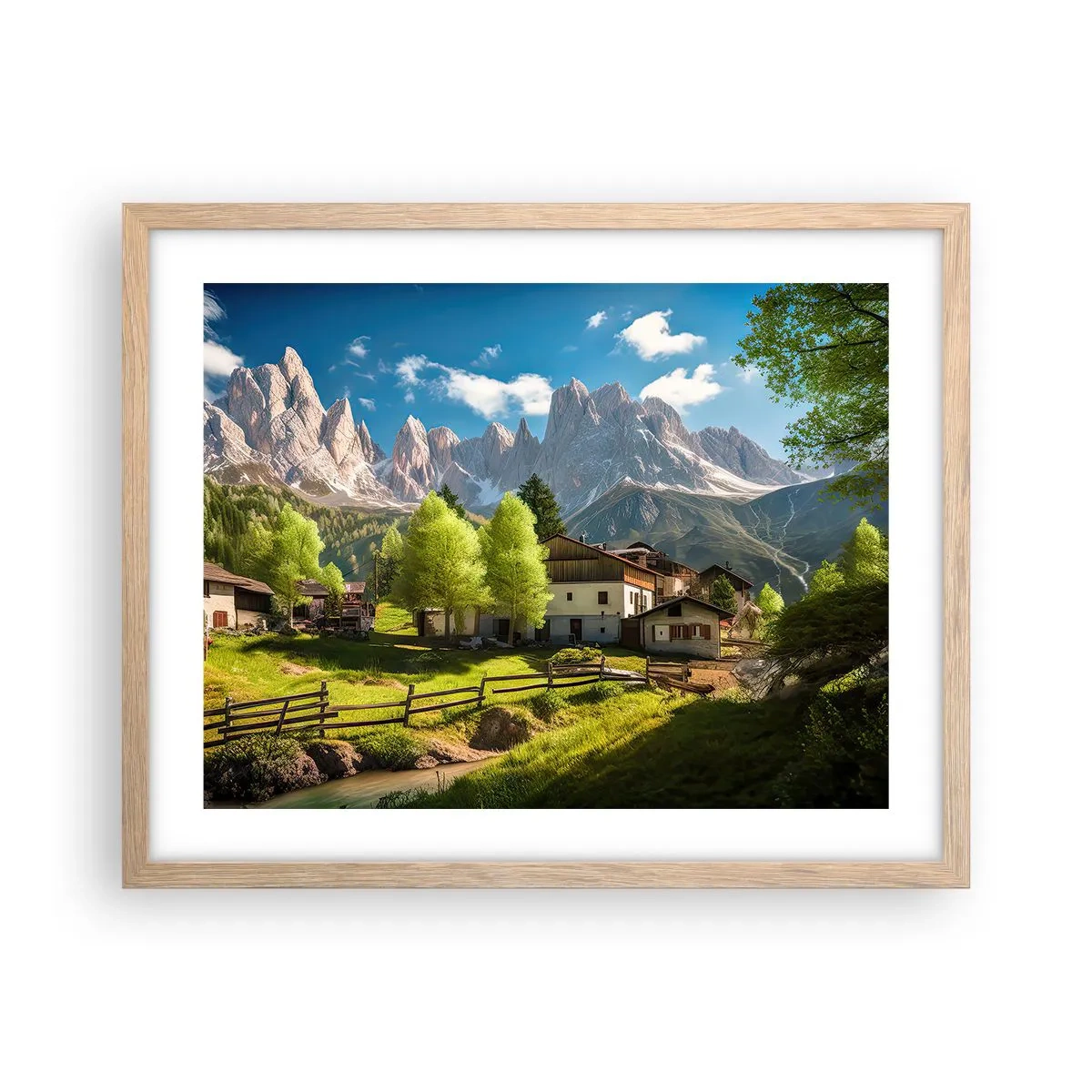 Affiche dans un chêne clair - Poster - Idylle alpine - 50x40 cm