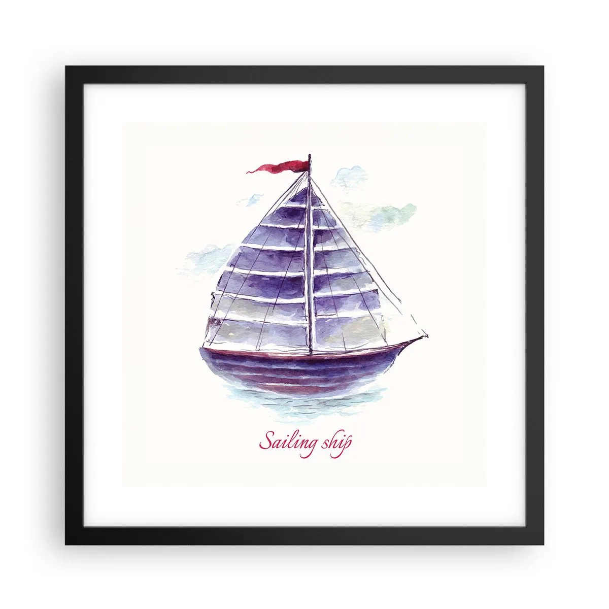 Affiche dans un cadre noir - Poster - Plein de voiles et d’eau calme - 40x40 cm