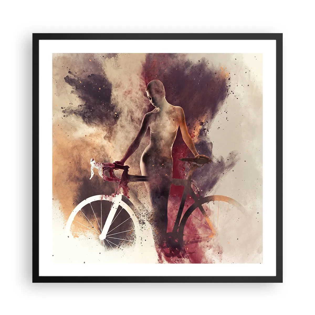 Affiche dans un cadre noir - Poster - Une âme de vélo aux formes marbrées - 60x60 cm