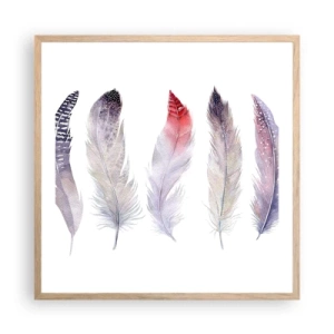 Affiche dans un chêne clair - Poster - Délicat comme un brouillard multicolore - 60x60 cm