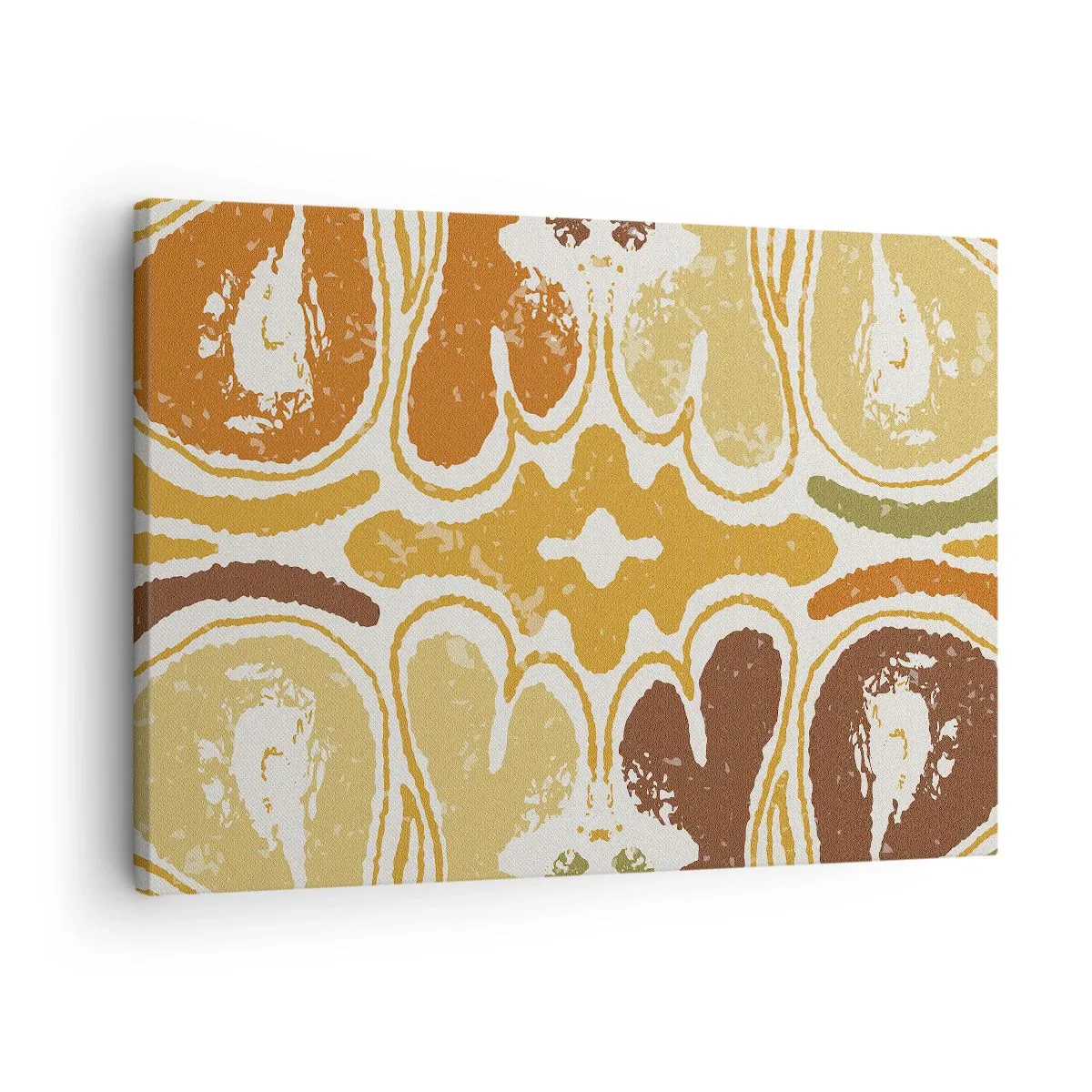 Impression sur toile - Image sur toile - Motifs abstraits chaleureux dans les tons jaunes et bruns - 70x50cm - Abstraction sentimentale - Décoration murale moderne pour le salon et la chambre ARTTOR