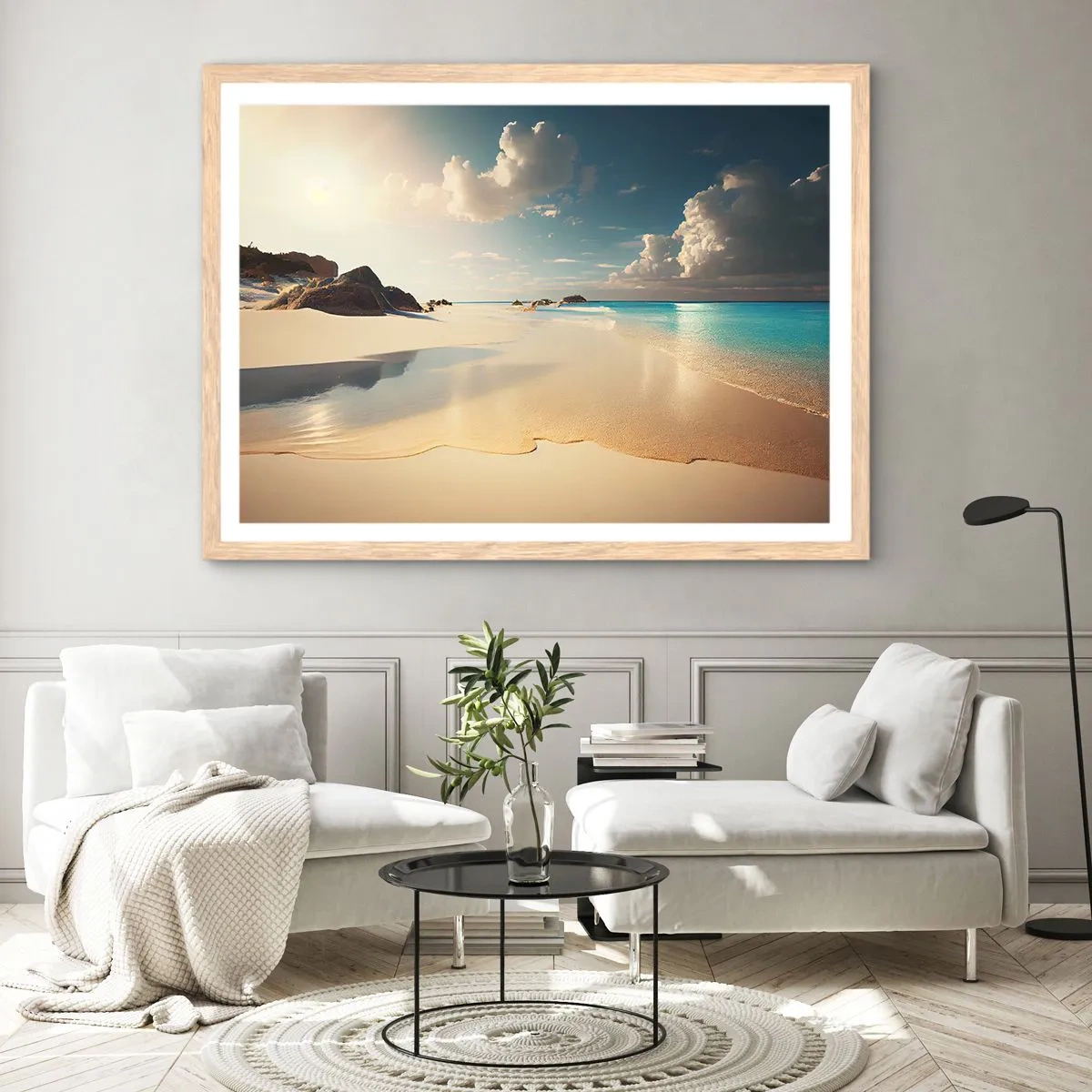 Affiche dans un chêne clair - Poster - Une journée de rêve - 100x70 cm