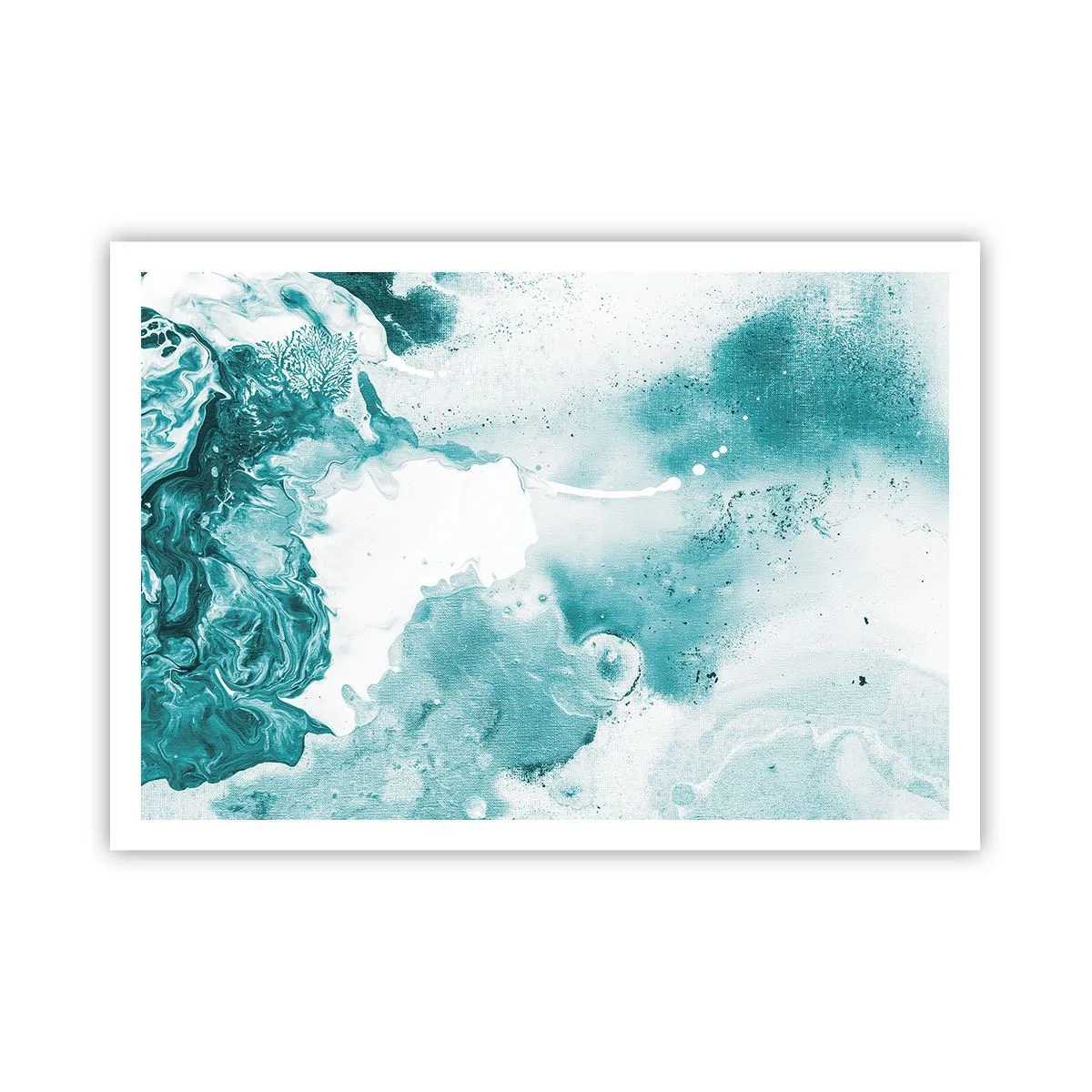 Affiche - Poster - Abstraction dans des tons de bleu avec de délicats accents de blanc - 100x70cm - Marécage bleu - Décoration murale moderne pour le salon et la chambre ARTTOR