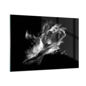 Impression sur verre - Image sur verre - Silhouette noire et blanche d'un danseur en mouvement dynamique - 100x70cm - Coincé en l'air - Décoration murale moderne pour le salon et la chambre ARTTOR