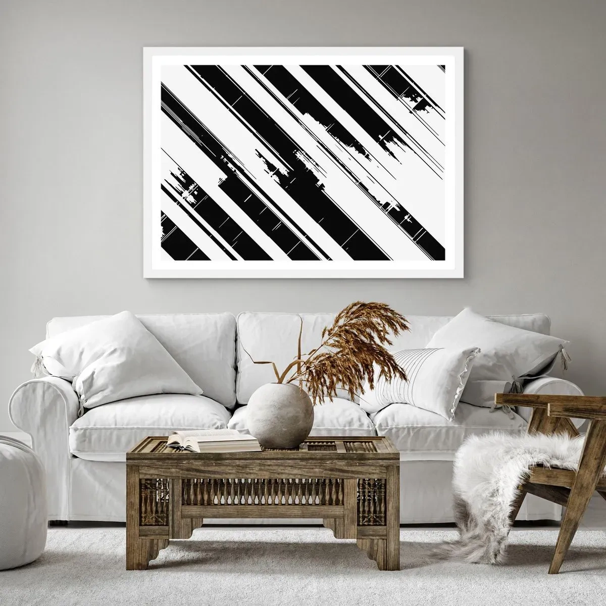 Affiche dans un cadre blanc - Poster - Une composition intense et dynamique - 50x40 cm