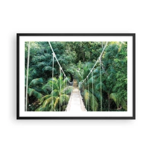 Affiche dans un cadre noir - Poster - Un pont suspendu dans une jungle tropicale pleine de verdure - 70x50cm - Welcome to the jungle! - Décoration murale moderne pour le salon et la chambre ARTTOR