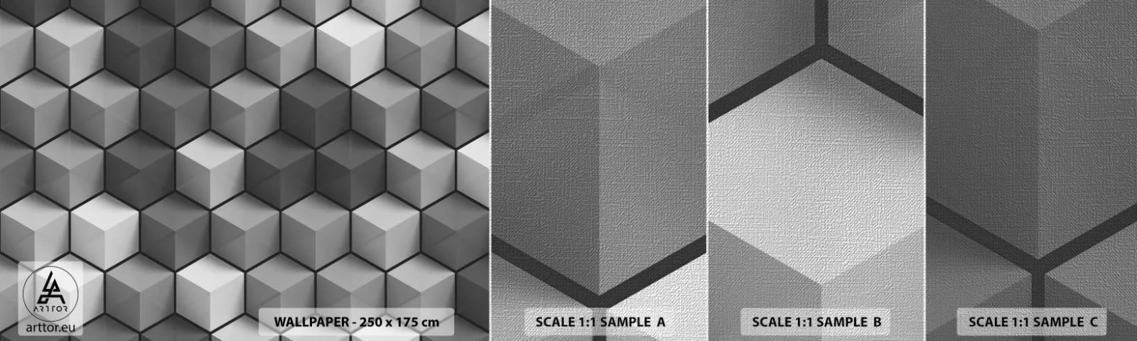 Échantillon de Papier Peint Premium Canvas - Puzzle cubiste - 3D, cube, Moderne - 100x30 cm