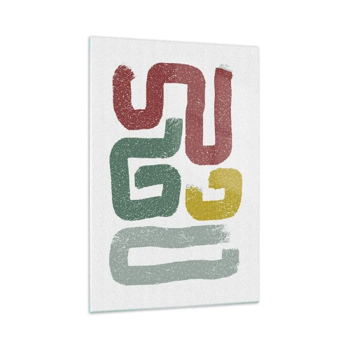 Impression sur verre - Image sur verre - Motifs géométriques colorés dans un style abstrait - 70x100cm - Dans une langue inconnue - Décoration murale moderne pour le salon et la chambre ARTTOR