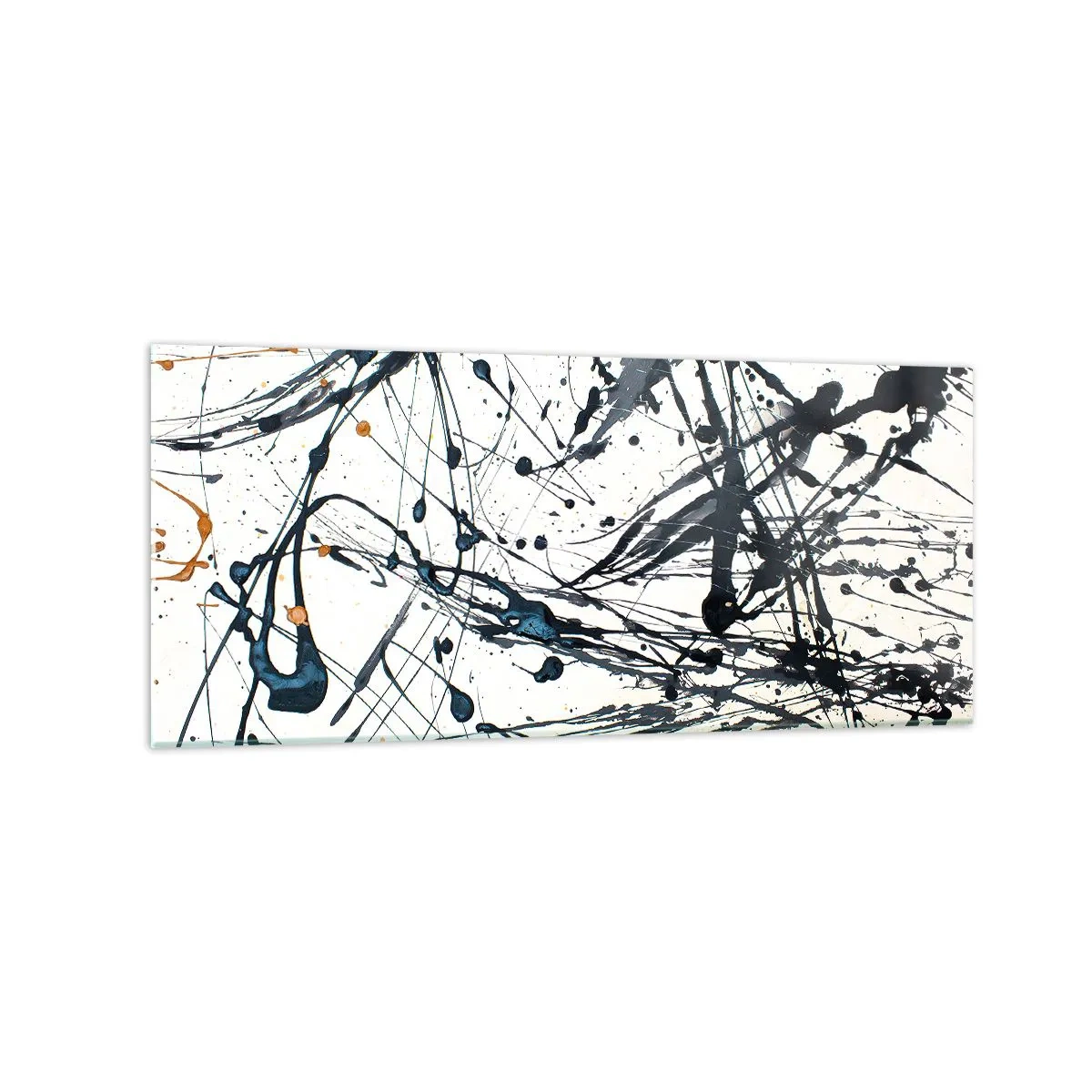 Impression sur verre - Image sur verre - Motif de peinture abstraite avec des lignes et des taches dynamiques - 120x50cm - Ca a du sens ou ça n'en a pas ? - Décoration murale moderne pour le salon et la chambre ARTTOR