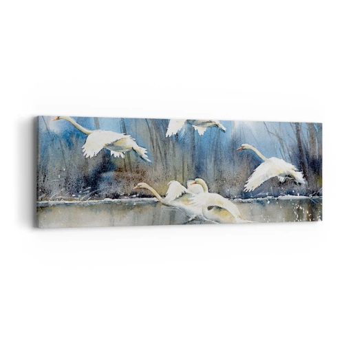 Impression sur toile - Image sur toile - Comme dans un conte de fées sur les cygnes sauvages - 90x30 cm