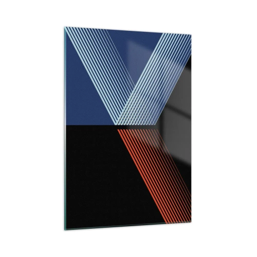 Impression sur verre - Image sur verre - Une composition géométrique moderne avec des lignes et un contraste de couleurs. - 50x70cm - Histoire simple - Décoration murale moderne pour le salon et la chambre ARTTOR