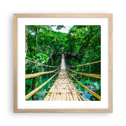 Affiche dans un chêne clair - Poster - Pont de singe en pleine nature - 40x40 cm