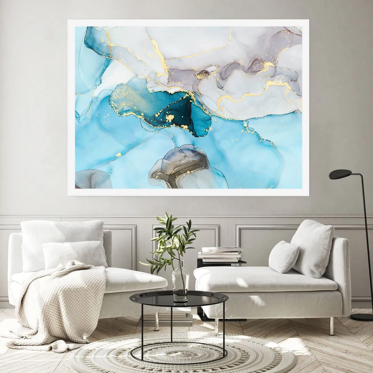 Affiche - Poster - Etude de la rencontre gris et turquoise - 40x30 cm