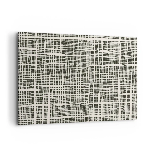 Impression sur toile - Image sur toile - Un motif géométrique ressemblant à une grille sur un fond clair - 120x80cm - Composition tissée - Décoration murale moderne pour le salon et la chambre ARTTOR