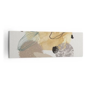 Impression sur toile - Image sur toile - Une composition de formes abstraites en beige et jaune. - 160x50cm - Plumcologie appliquée - Décoration murale moderne pour le salon et la chambre ARTTOR