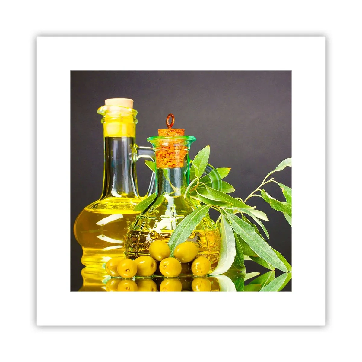 Affiche - Poster - Nature morte aux olives et à l'huile d'olive - 30x30 cm