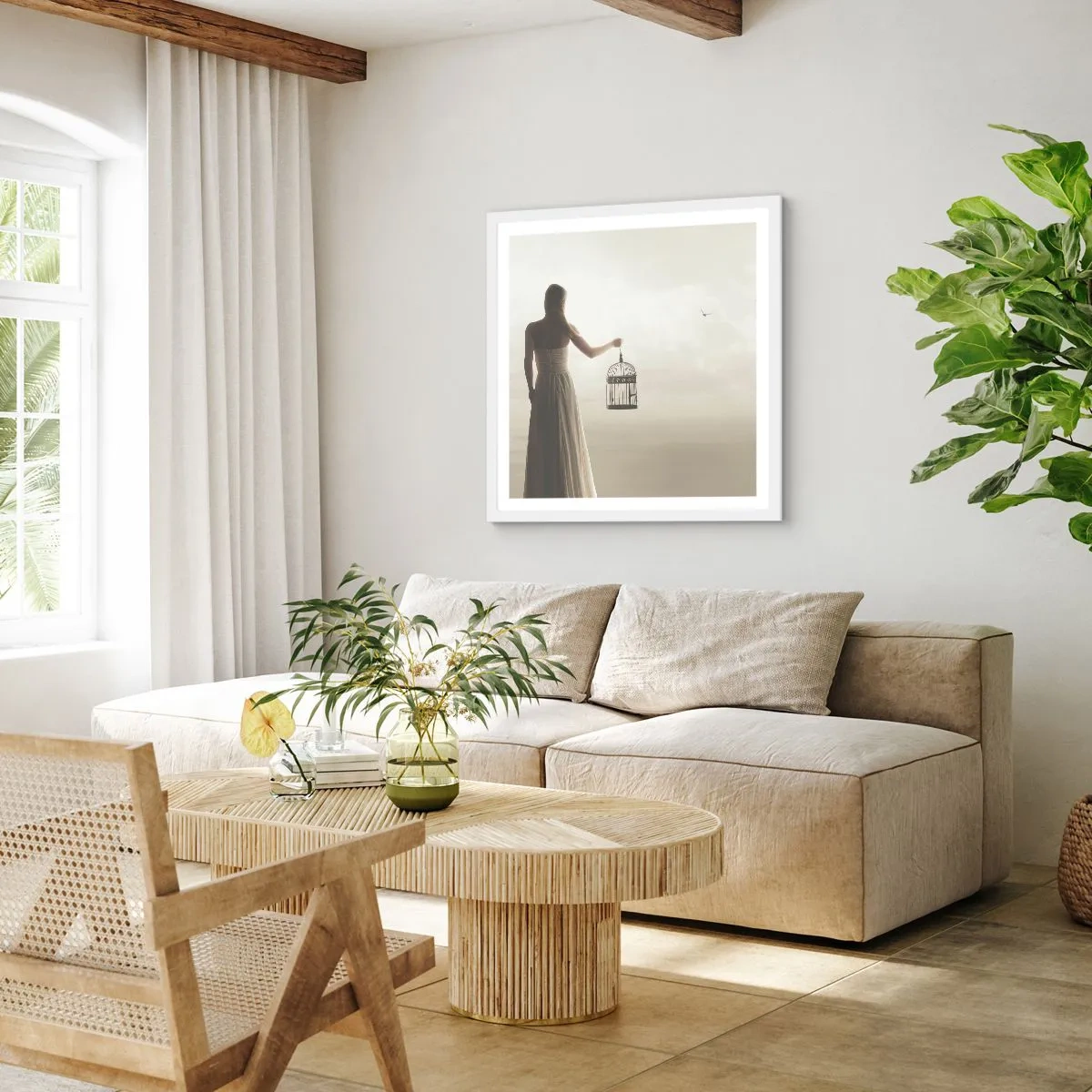 Affiche dans un cadre blanc - Poster - Soi libre - 40x40 cm