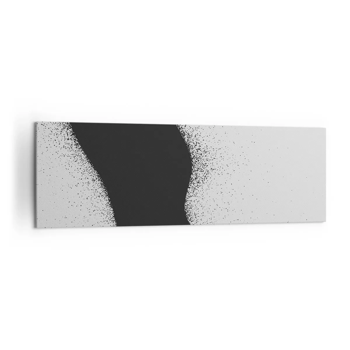 Impression sur toile - Image sur toile - Motif abstrait noir et blanc avec des points délicats sur toile - 160x50cm - Équilibre fluide - Décoration murale moderne pour le salon et la chambre ARTTOR