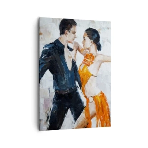 Impression sur toile - Image sur toile - Un couple dynamique dansant dans un style latino-américain. - 50x70cm - Dirty dancing - Décoration murale moderne pour le salon et la chambre ARTTOR