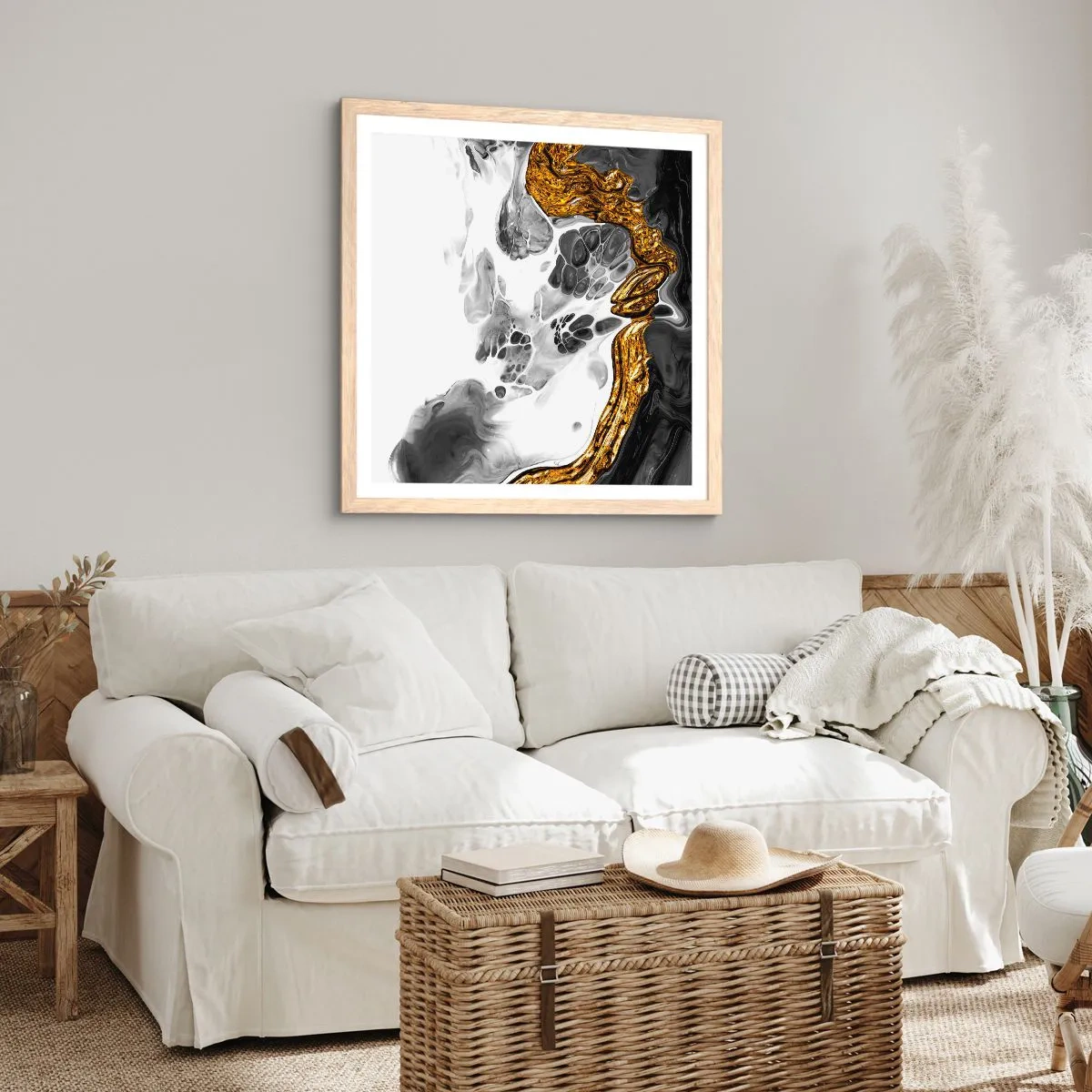 Affiche dans un chêne clair - Poster - Composition organique - 50x50 cm