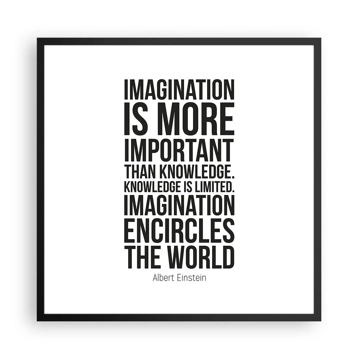Affiche dans un cadre noir - Poster - Einstein sur le pouvoir de l'imagination - 60x60 cm