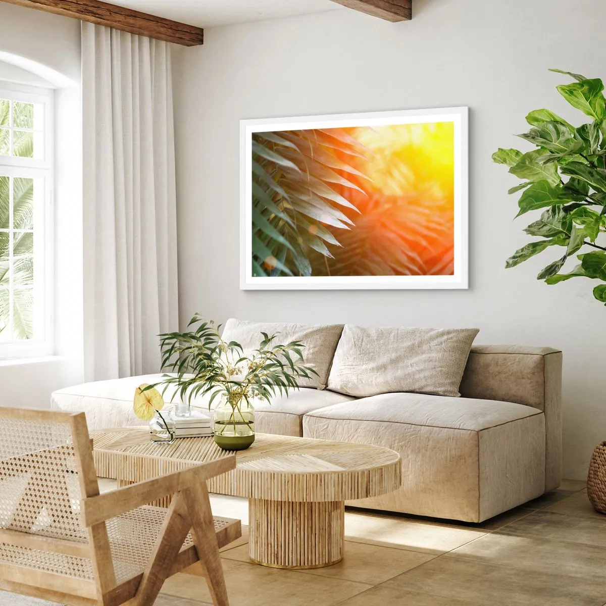 Affiche dans un cadre blanc - Poster - Matinée dans la jungle - 100x70 cm