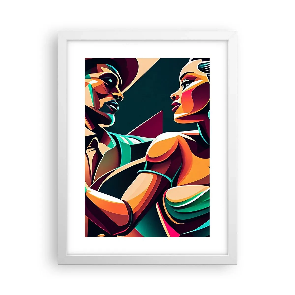 Affiche dans un cadre blanc - Poster - Au rythme du coeur - 30x40 cm