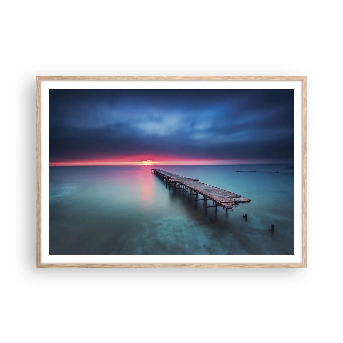 Affiche dans un chêne clair - Poster - Entre le ciel et la terre - 100x70 cm