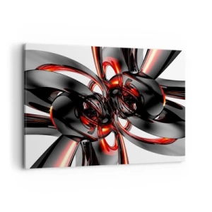 Impression sur toile - Image sur toile - Graphiques 3D abstraits avec des éléments noirs et rouges - 100x70cm - Mouvement de graphite et rouge - Décoration murale moderne pour le salon et la chambre ARTTOR
