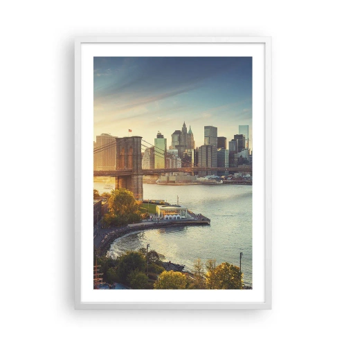 Affiche dans un cadre blanc - Poster - L'aube de la grande ville - 50x70 cm