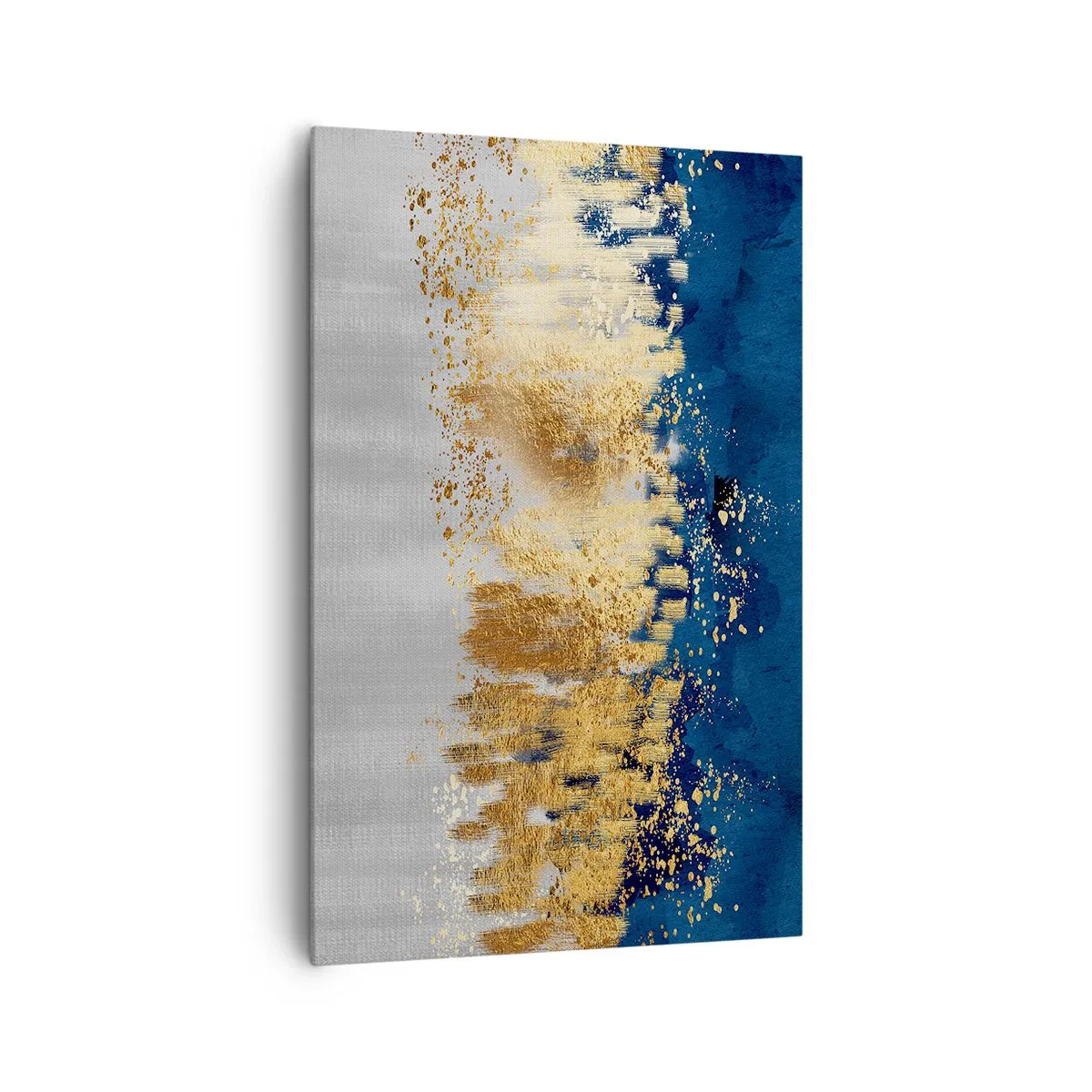 Impression sur toile - Image sur toile - Une composition abstraite dans des tons d'or et de bleu marine. - 80x120cm - Une composition moderne et pétillante - Décoration murale moderne pour le salon et la chambre ARTTOR