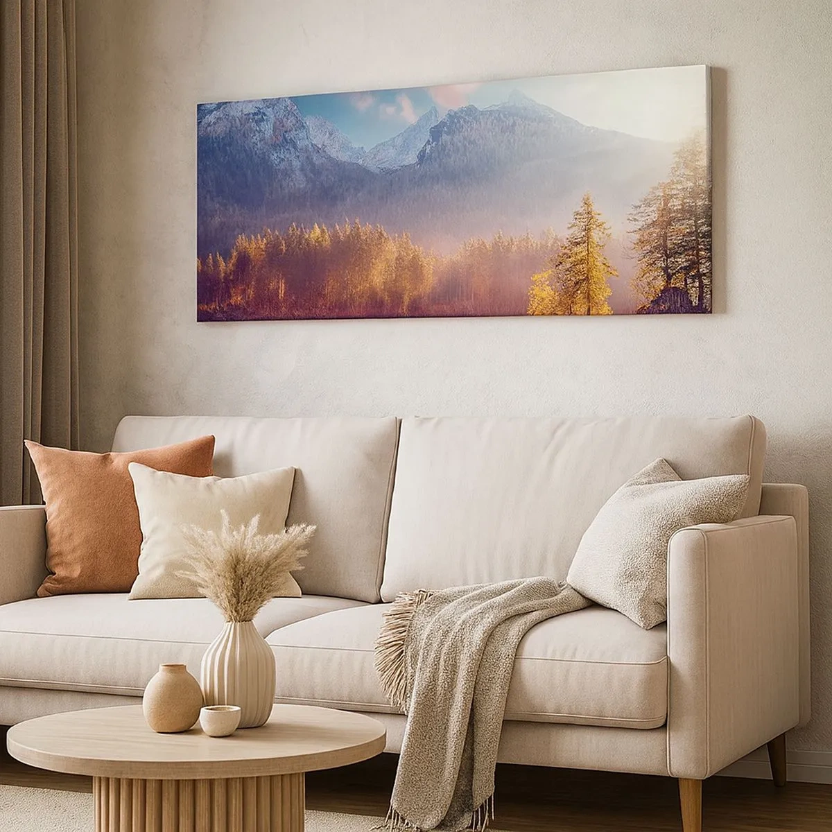 Impression sur toile - Image sur toile - Dans les montagnes et les vallées - 100x40 cm