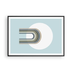 Affiche dans un cadre noir - Poster - Une composition minimaliste avec un cercle et des lignes sur un fond pastel. - 100x70cm - Attraction irrésistible - Décoration murale moderne pour le salon et la chambre ARTTOR