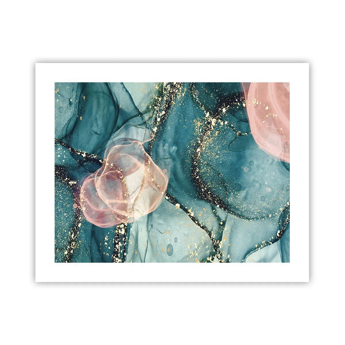 Affiche - Poster - Soie bleu, tulle rose - 50x40 cm
