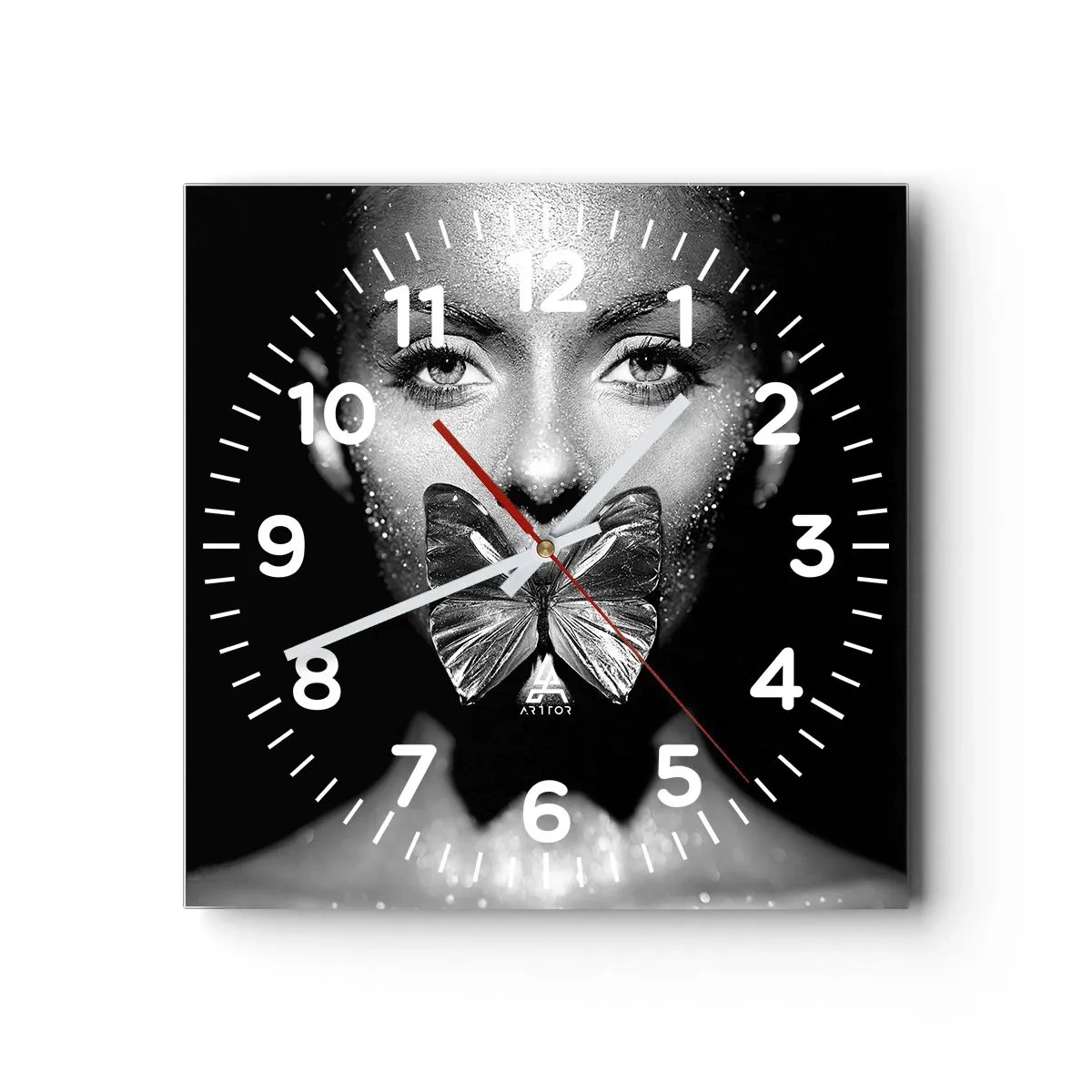 Horloge murale - Pendule murale - Baiser papillon - 30x30 cm