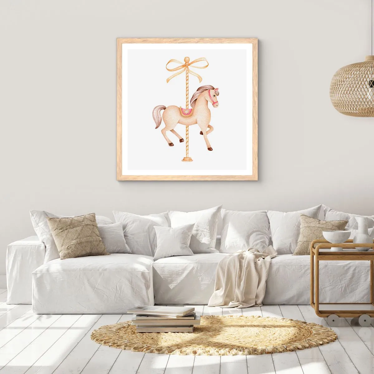 Affiche dans un chêne clair - Poster - Un trot gracieux - 40x40 cm