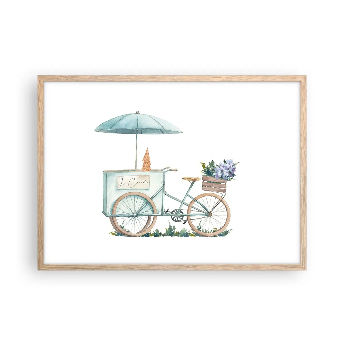 Affiche dans un chêne clair - Poster - Doux souvenir d'été - 70x50 cm