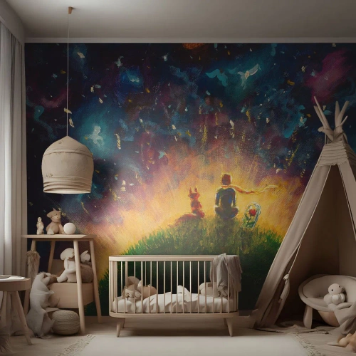 Papier Peint Photo Premium Canvas - Amour et amitié - le monde entier - Pour les enfants, Amitié, Abstraction - 450x315 cm