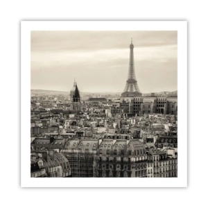 Affiche - Poster - Sur les toits de Paris - 60x60 cm