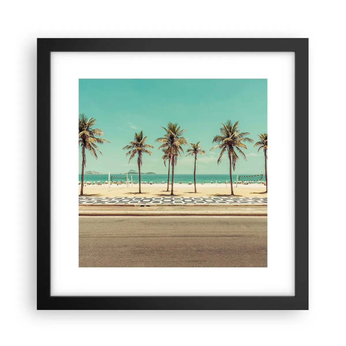 Affiche dans un cadre noir - Poster - Gardien de plage - 30x30 cm