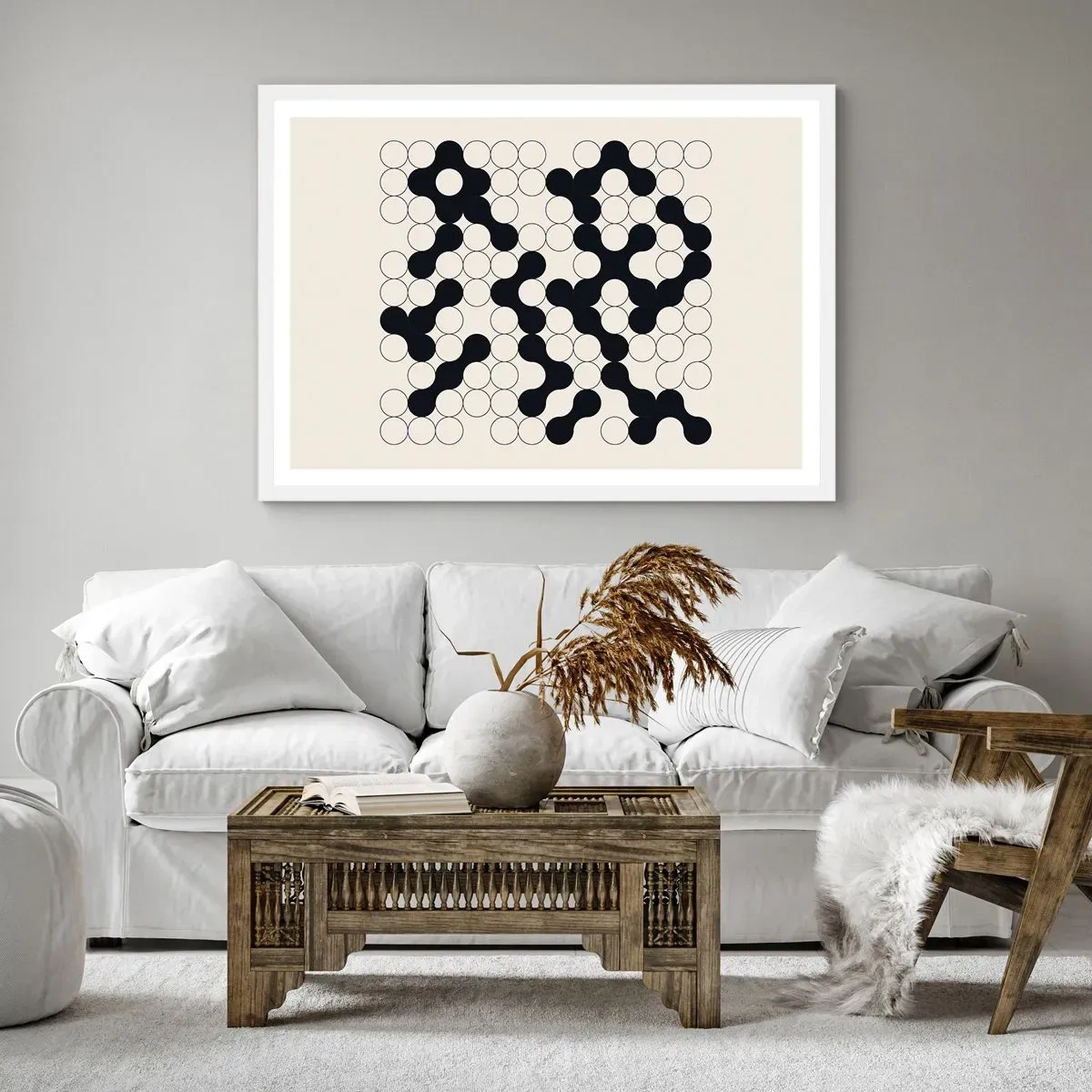 Affiche dans un cadre blanc - Poster - Jeu chinois – variation - 100x70 cm