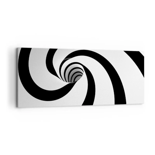 Impression sur toile - Image sur toile - Spirale abstraite noire et blanche avec un effet tourbillonnant - 120x50cm - Céder au vortex ? - Décoration murale moderne pour le salon et la chambre ARTTOR
