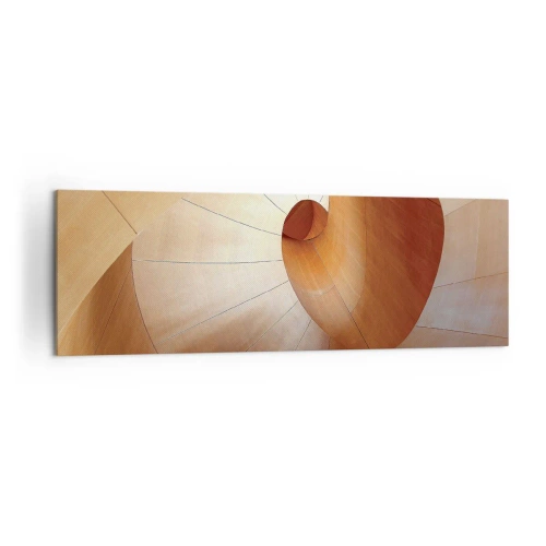 Impression sur toile - Image sur toile - Spirale abstraite dans les tons bois et marron clair - 160x50cm - Serpentin architectural - Décoration murale moderne pour le salon et la chambre ARTTOR