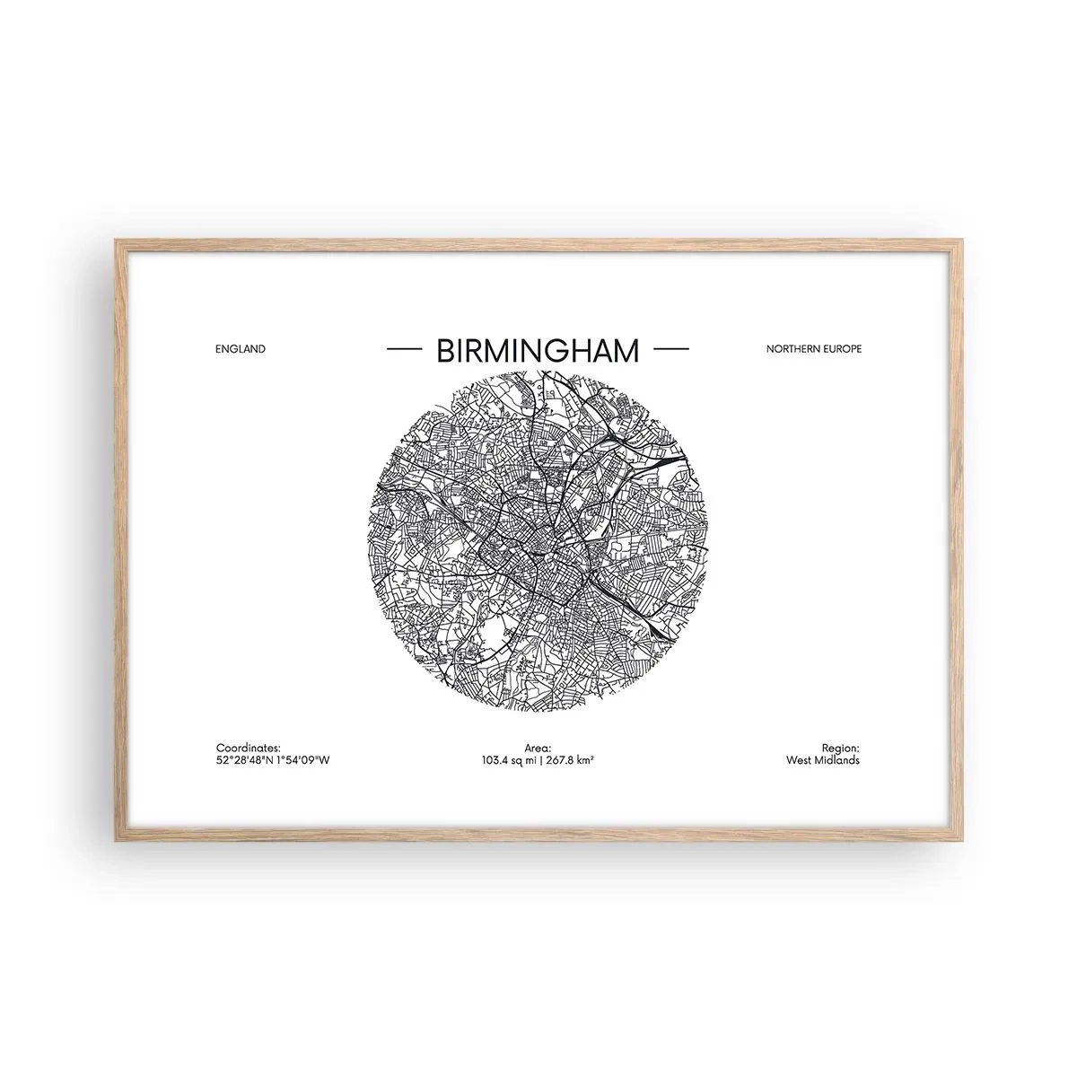 Affiche dans un chêne clair - Poster - Anatomie de Birmingham - 100x70 cm