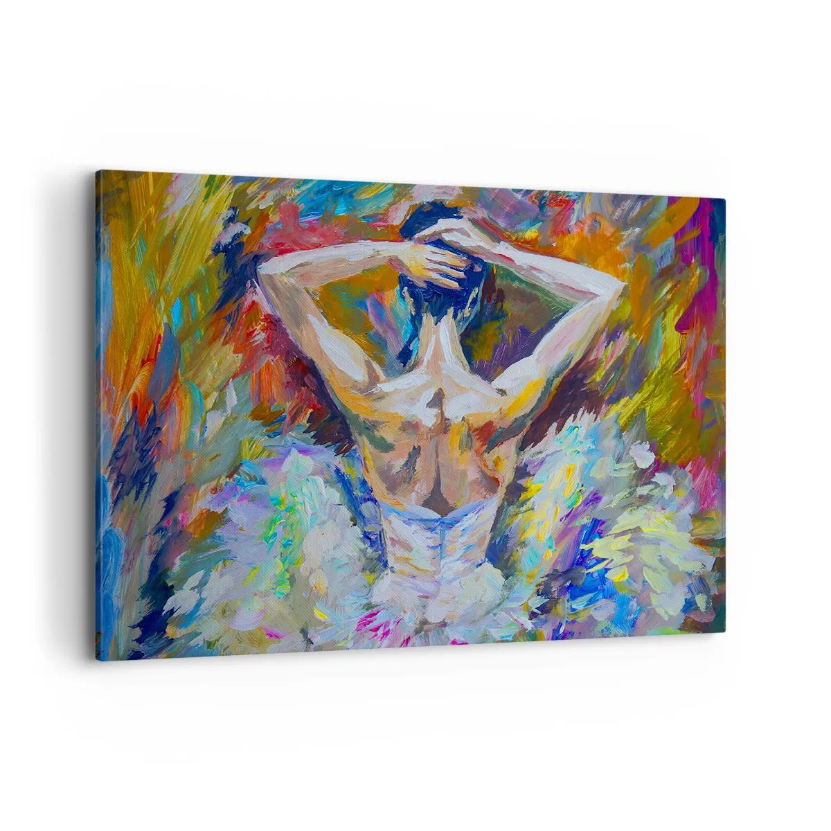 Impression sur toile - Image sur toile - Une ballerine aux couleurs dynamiques et à l'expression picturale - 120x80cm - Il se peut que ce soit tout - Décoration murale moderne pour le salon et la chambre ARTTOR